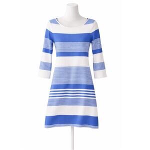 Lilly Pulitzer Marlowe T-Shirt Dress XL Bay Blue Coconut Stripe Cotton Casual
